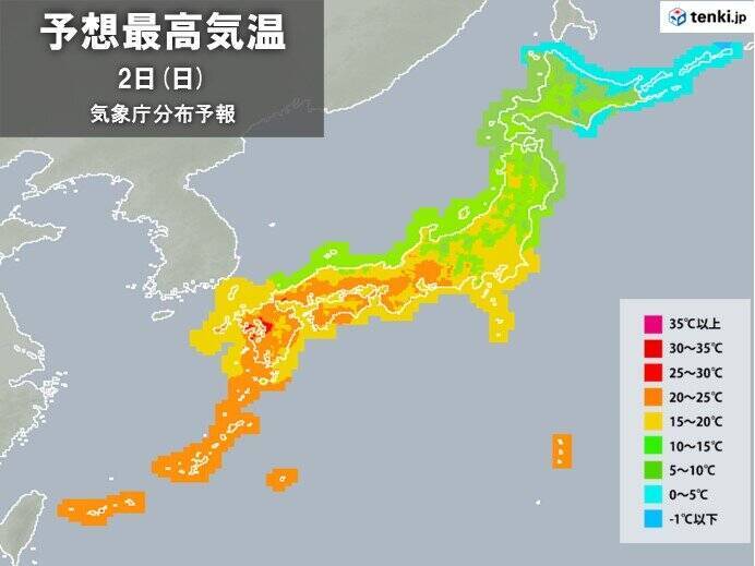 2日もお花見日和　桜吹雪も　平年を上回る暖かさ続く　関東や東海など急な雨に注意