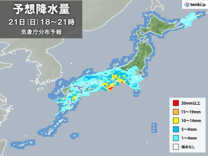 九州から東海の所々に雨雲　種子島で激しい雨を観測　午後は雨エリアが東へ拡大