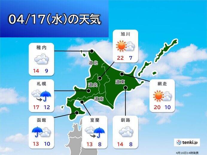 この先一週間の北海道の天気　道内は毎日どこかで雨に?