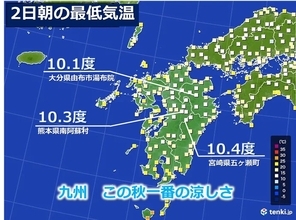 九州　この秋一番の涼しさ　山沿いは10度と寒い朝　この先の気温変化は?