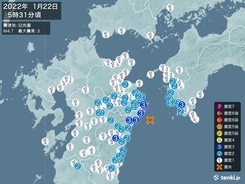高知県、大分県、宮崎県で震度3の地震　津波の心配なし