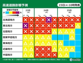 道路影響予測　日本海側は雪が続く　あす24日にかけて更に積雪増　立ち往生など注意