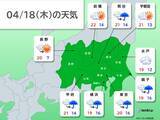 「関東週間　18日(木)も黄砂と急な雨に注意　21日(日)は沿岸部で雨風強まる」の画像2