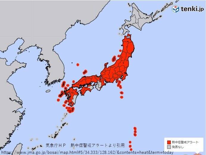 きょう22日　40都府県に熱中症警戒アラート　日本海側は体温超えの危険な暑さ