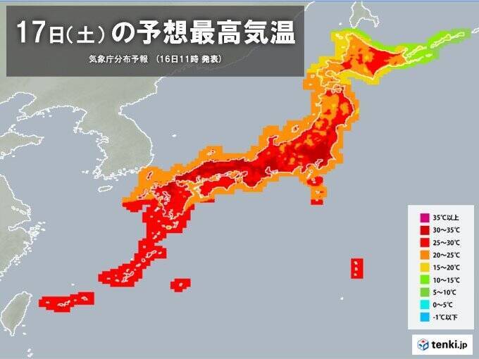 関東から西で30℃超え続々　3日ぶりに真夏日50地点超　週末は一段と暑く