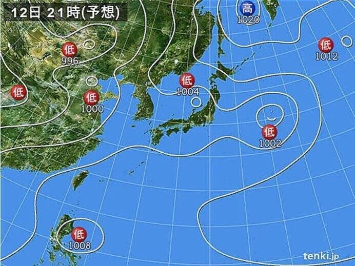 きょう12日　近畿～東北で局地的に大雨　滝のような雨も　土砂災害などに警戒