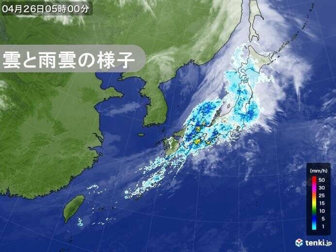 きょう26日　中国地方～北海道は雨や雷雨　東海を中心に大雨　風も強まる