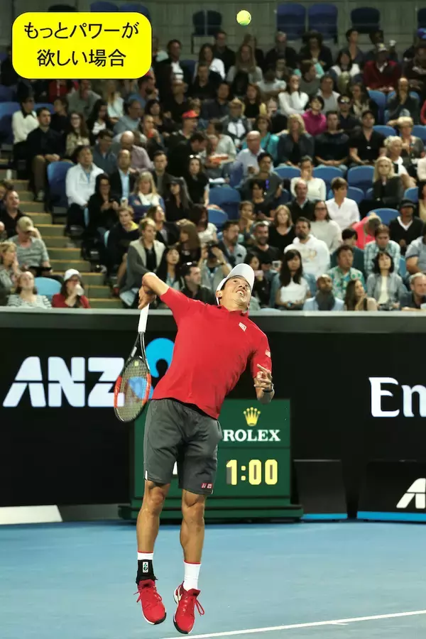 「一打で優位に立つ！　サーブで「もっとパワーが欲しい」場合の対処法を紹介(87)〈テニス困った時のネタ帳／119のツボ〉[リバイバル記事]」の画像