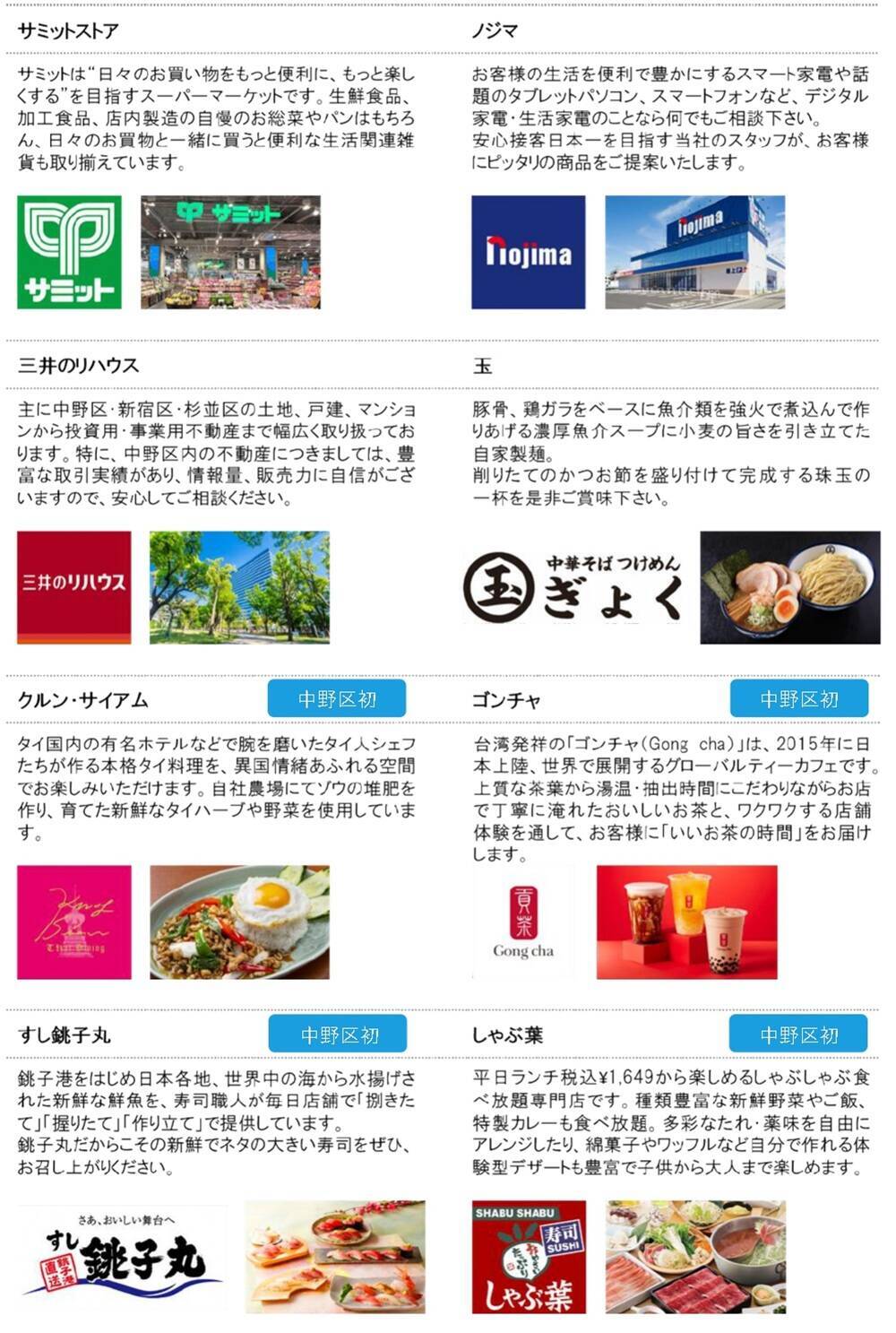 中野駅北口「パークシティ中野」 サミット・ノジマなど全8店が出店、29年度には歩行者デッキの新設により駅直結へ、5/29街びらき
