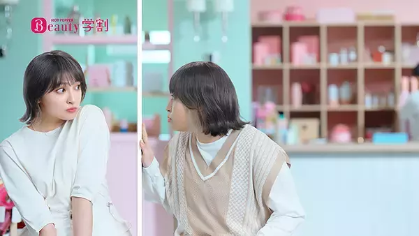 「吉川愛と丸山礼の双子ヘア新CM！ 同じ髪型でも予約方法で料金が違うナゼ!?　2人の爆笑オフショット対談も！ ホットペッパービューティー学割」の画像