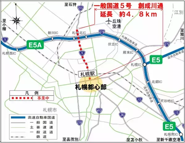 「札幌都心が激変！高速から地下トンネルで札幌駅へ直結、「創成川通都心アクセス道路」が7月から本格着工、延長4.8km整備事業の全貌」の画像