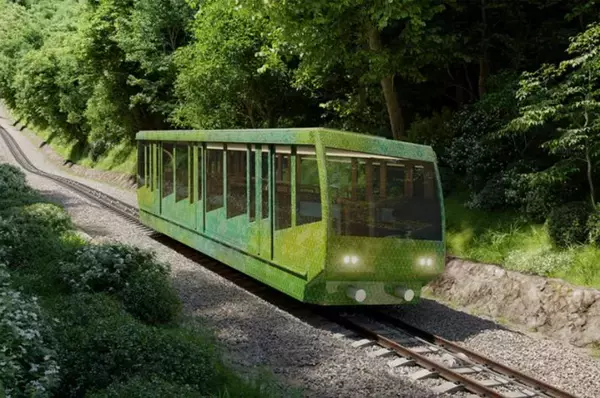 「高尾山ケーブルカーが隈研吾デザインでリニューアル！ 絶景が広がる「架線レス」新型車両や大屋根駅舎の見どころを解説（2028年春デビュー）」の画像