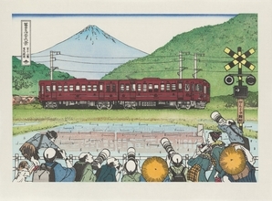 富士急行が創立100周年で「冨士急三十六景」を発表！葛飾北斎オマージュの浮世絵10作品、絶叫マシンや芦ノ湖船などの江戸木版画の無料展示