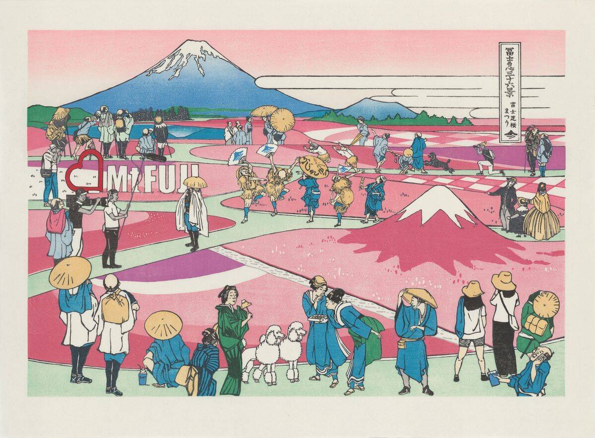富士急行が創立100周年で「冨士急三十六景」を発表！葛飾北斎オマージュの浮世絵10作品、絶叫マシンや芦ノ湖船などの江戸木版画の無料展示
