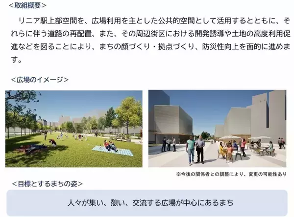 「名古屋駅西側の再開発は リニア駅直上の緑あふれる広場、太閤秀吉功路、国際色、サブカル、SRTなどの独自性のあるまちづくりを！」の画像