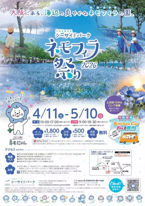 「関西最大級の名所は今が見頃「舞洲ネモフィラ祭り2026」開催中！ 約100万株が満開の“青の楽園”へ  GWの混雑回避ルート＆夕陽絶景ガイド」の画像