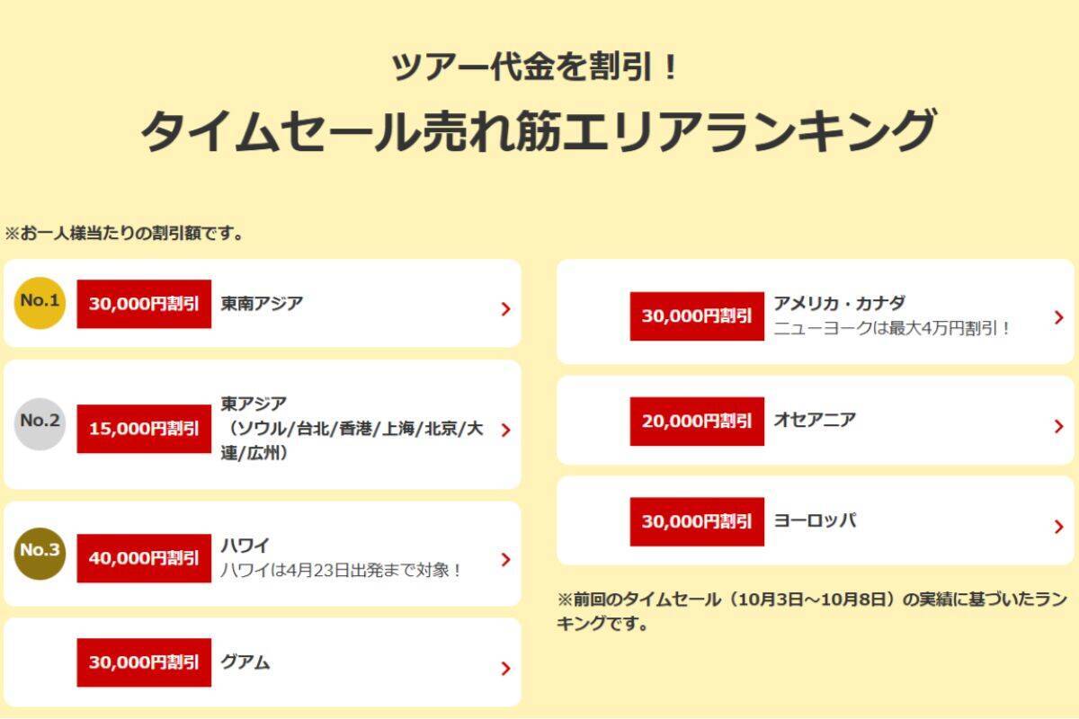 【JALタイムセール】国内最大3.3万円割引 10/28からお得に帰省･旅のチャンス！海外は最大4万円割引！航空券＋宿泊を期間限定でお安く