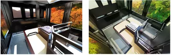 「嵯峨野トロッコ列車、新型車両デザイン発表！ 2027年春導入へ  天井・側面ガラス張りで保津川渓谷の絶景に没入」の画像