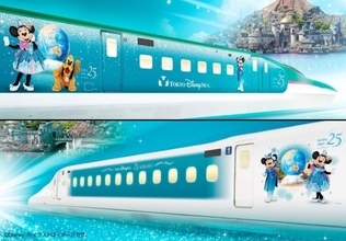 JR2社で特別な新幹線【ディズニーシー25周年】JR東日本 “マジカル･ジュビリー”＆JR東海 “スパークリング･ドリーム”車内装飾や初便ダイヤを解説