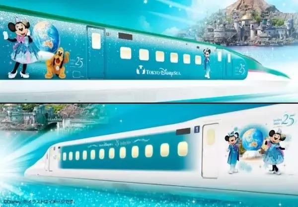 JR2社で特別な新幹線【ディズニーシー25周年】JR東日本 “マジカル･ジュビリー”＆JR東海 “スパークリング･ドリーム”車内装飾や初便ダイヤを解説