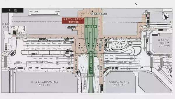 「駅ビル２階から路面電車が発車　JRと広電の交通結節機能を強化！ 生まれ変わった広島駅を見る（広島県広島市）【コラム】」の画像