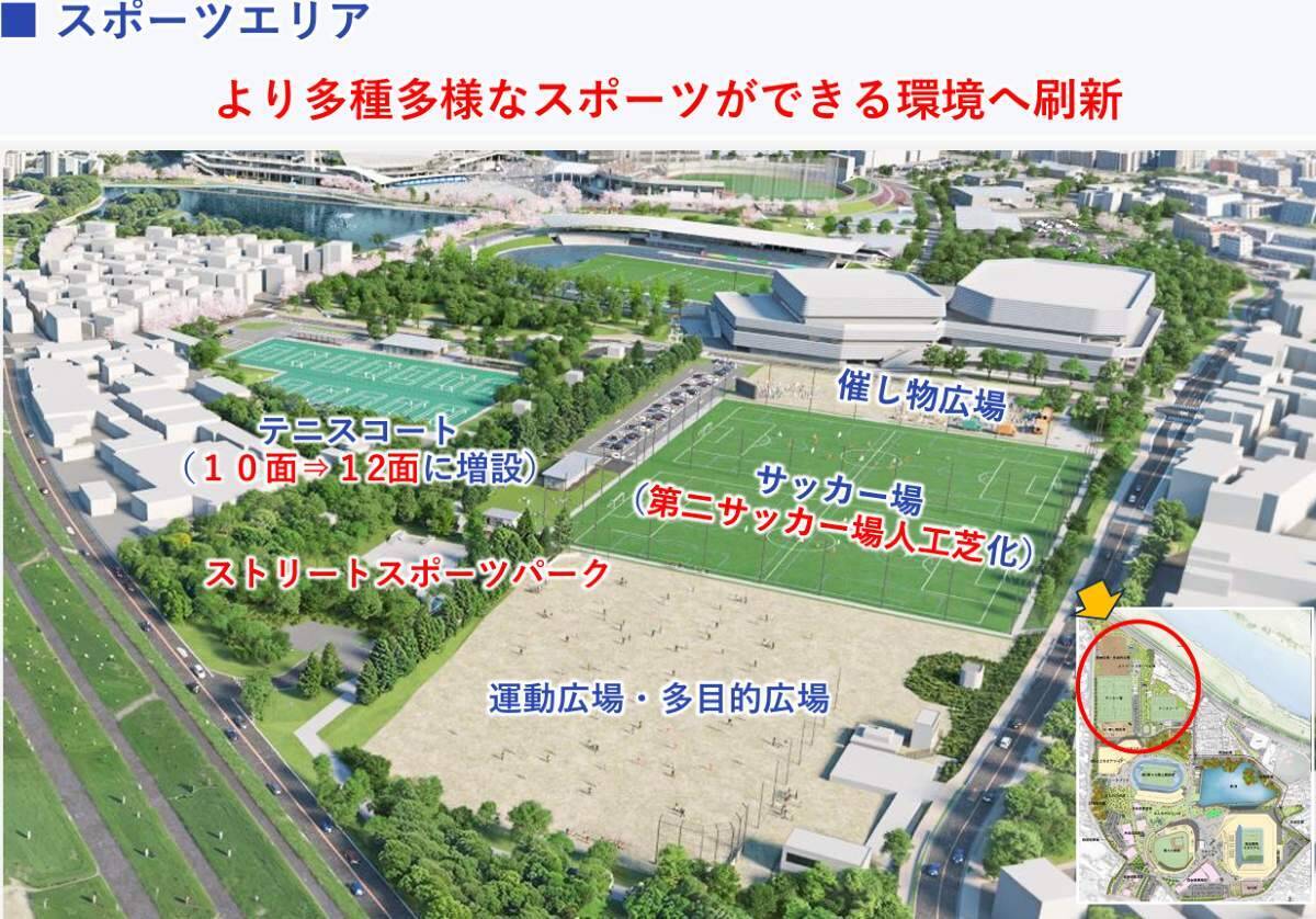 川崎市･フロンターレ本拠地は球技専用スタジアムに！等々力緑地の再整備計画、新とどろきアリーナや屋内プールなども誕生（武蔵小杉）