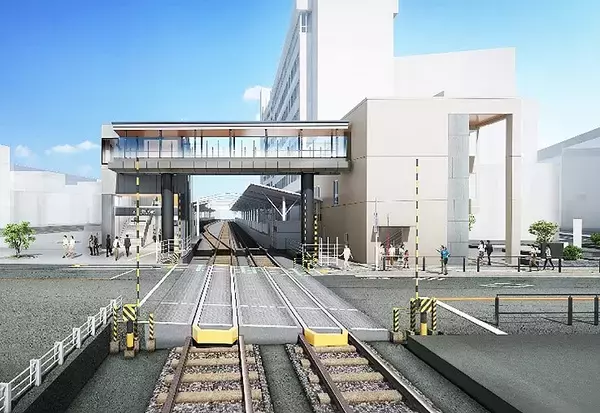 「目黒線 奥沢駅 3月から通過線 8両対応新上りホーム 供用開始、急行退避 速達性アップ＿新駅舎 駅ビル 連絡デッキも」の画像