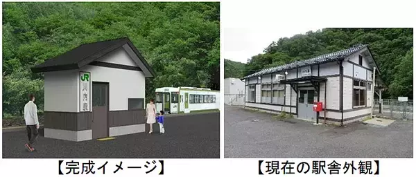 山田線の無人駅 川内駅が新駅舎に、面積8m2と小型化し12月供用開始