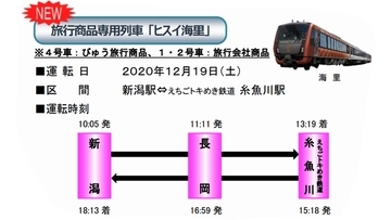 海里が初めて糸魚川へ　JR東日本新潟支社の「のってたのしい列車」運行情報