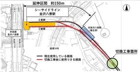 2021年２月14日に金沢八景駅の線路切り替え　横浜シーサイドラインがホーム１面２線化