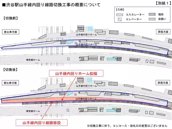 「10月23～24日、山手線内回り池袋～渋谷～大崎間全列車運休へ　渋谷駅で線路切換工事」の画像