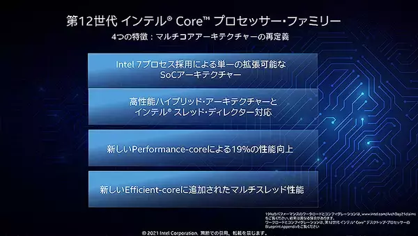 「第12世代 インテル Core ファミリー11/4発売、処理速度2倍！ハイブリッド構成＆オーバークロック対応で世界最強」の画像