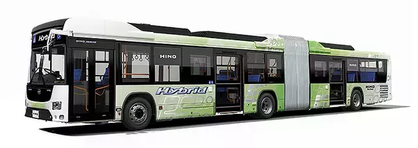 「いすゞ日野共同開発 ハイブリッド連節バスの名称や価格が明らかに」の画像