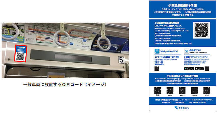 小田急、運行情報WEBサイトにリンクするQRコードを全車両に設置