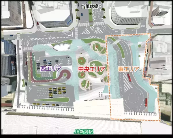 「【JR新潟駅】万代広場ペデストリアンデッキ開通でバス・タクシーの「シームレスな乗り換え」が加速！ 2027年春にはいよいよ全面完成へ」の画像