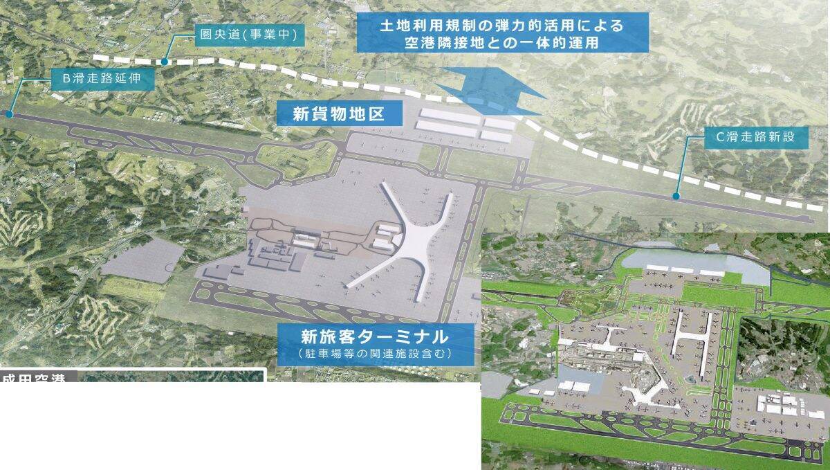 成田空港の”未来予想図”が決定！商業施設も入る巨大ワンターミナル、京成の高架新駅整備で新型特急が品川･羽田とを結ぶ！ JR空港駅は2面3線化！