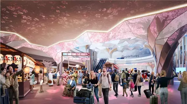 「成田空港の”未来予想図”が決定！商業施設も入る巨大ワンターミナル、京成の高架新駅整備で新型特急が品川･羽田とを結ぶ！ JR空港駅は2面3線化！」の画像