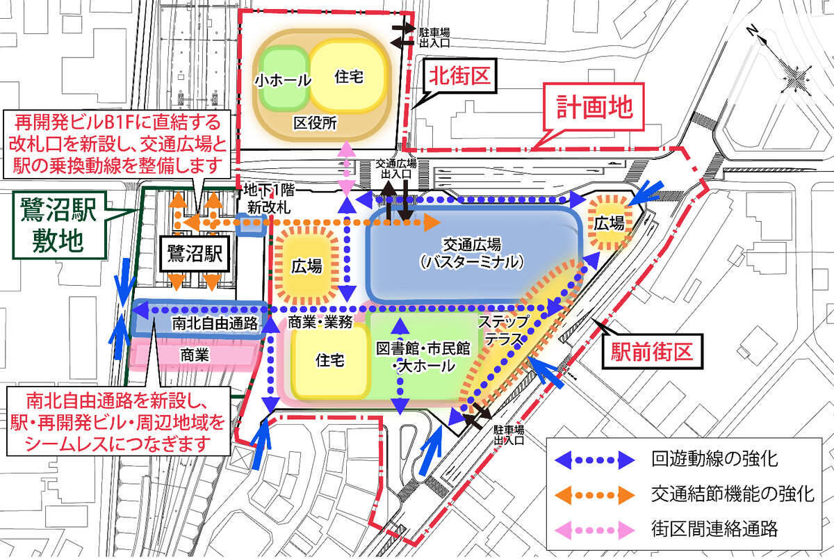 東急田園都市線「鷺沼駅」で2段階の大規模再開発！タワマン直結の新改札＆分断解消の自由通路、宮前区役所や図書館も駅前に移転