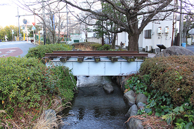東京都江戸川区 今井街道の水辺にある、わずか2メートルの線路