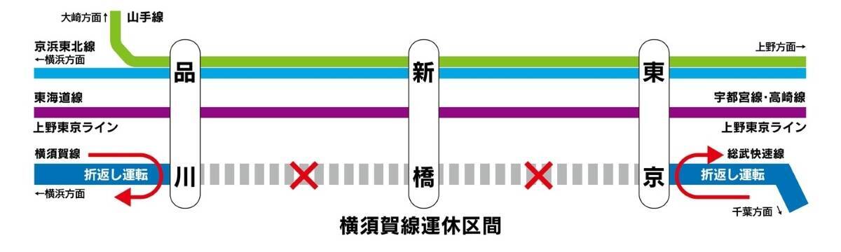 【6/6運休注意】横須賀線･総武快速線が東京〜品川で6/6終日運休！成田エクスプレスへの影響と迂回ルート･昼夜連続トンネル工事のため
