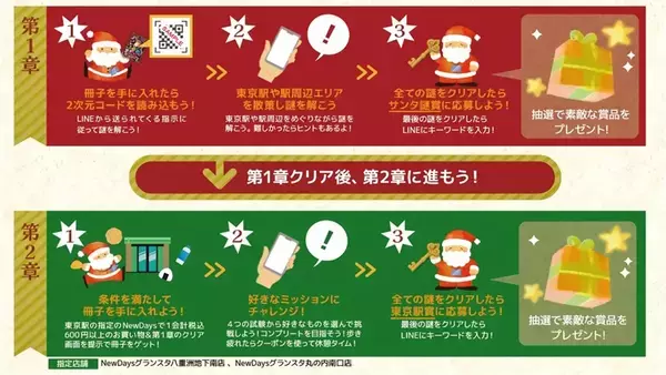 「クリスマス謎解き体験でホテルランチペアが当たる!?「東京駅サンタ謎 ～ひみつの試験～」11/20～12/25開催！」の画像