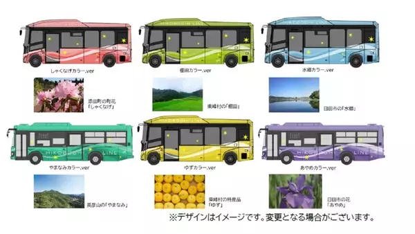 「日田彦山線BRT、導入車両とデザイン決定　電気バス含む6台　全て低床ノンステップ」の画像