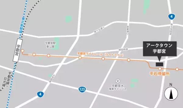 「宇都宮ライトラインの駅前に 国内最大級の屋根付きスケートパークや産直グルメ集結！「アークタウン宇都宮」がLRT平石停留場直結で3月誕生」の画像