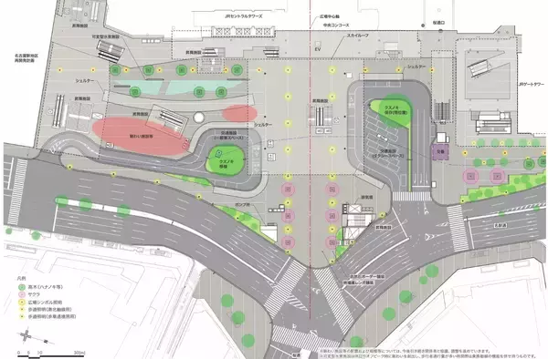 「名古屋駅東口広場の最新デザイン公表！リニア駅を控え新広場はどう変わる？歩行者空間の”飛翔”跡地の拡大と迷わない乗り換えへの改善」の画像