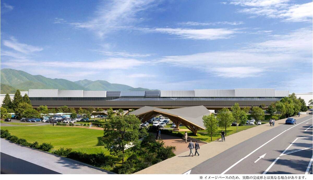 駅舎から最新車両が見える!? リニア中央新幹線「長野県駅（仮称）」のデザイン3案が判明！ 長野・飯田市の新たな玄関口はどう変わるのか