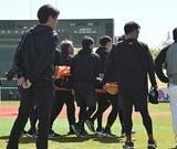 「【巨人】泉口友汰が練習中にアクシデント　打球が顔面直撃し担架で運ばれる」の画像1