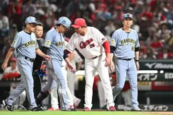【広島】警告試合に発展…ハーンが佐藤輝明に決勝打献上＆大山悠輔への死球で両軍騒然
