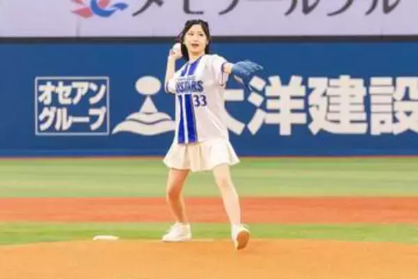 神奈川県出身の歌手・門松みゆきが横浜スタジアムで始球式「ノーバウンドができなかったことが悔しい」