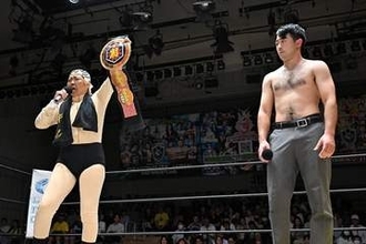 【ドラゴンゲート】お笑いゲート王者シン・広田・葛飾さくらが電撃登場　初防衛戦の相手に新橋二郎を指名