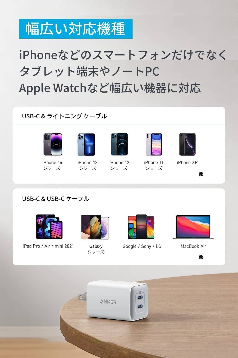 【29%OFF】折り畳み式プラグで2台同時充電「Anker 523 Charger 47W」